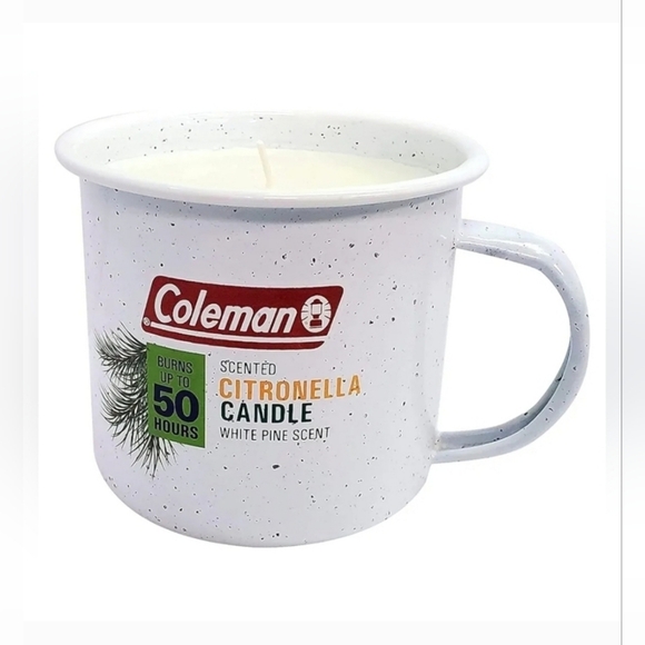Coleman Retro Citronella White Mug Candle with Pine Scent. 50 Hour Burn BNIB - Picture 1 of 3